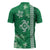 Green Hibiscus Turle Zipper Polo Shirt Hawaiian Style Tribal Tapa Pattern - Polynesian Pride