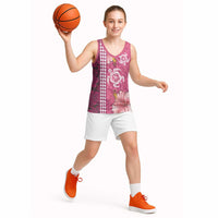 Pink Hibiscus Turle Basketball Jersey Hawaiian Style Tribal Tapa Pattern - Polynesian Pride