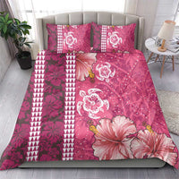 Pink Hibiscus Turle Bedding Set Hawaiian Style Tribal Tapa Pattern