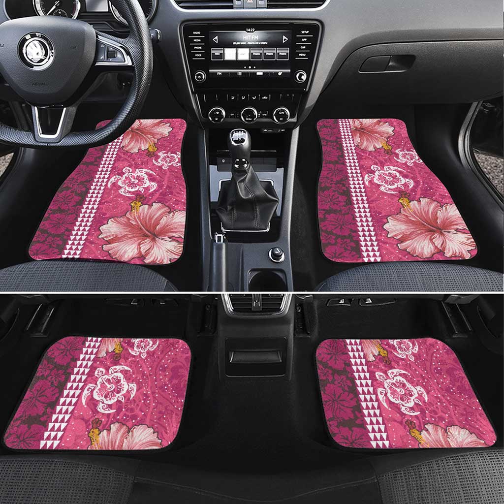 Pink Hibiscus Turle Car Mats Hawaiian Style Tribal Tapa Pattern