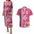 Pink Hibiscus Turle Couples Matching Puletasi and Hawaiian Shirt Hawaiian Style Tribal Tapa Pattern