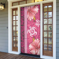 Pink Hibiscus Turle Door Cover Hawaiian Style Tribal Tapa Pattern - Polynesian Pride