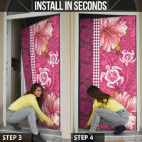 Pink Hibiscus Turle Door Cover Hawaiian Style Tribal Tapa Pattern - Polynesian Pride