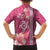 Pink Hibiscus Turle Family Matching Off The Shoulder Long Sleeve Dress and Hawaiian Shirt Hawaiian Style Tribal Tapa Pattern