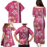 Pink Hibiscus Turle Family Matching Puletasi and Hawaiian Shirt Hawaiian Style Tribal Tapa Pattern LT9 - Polynesian Pride