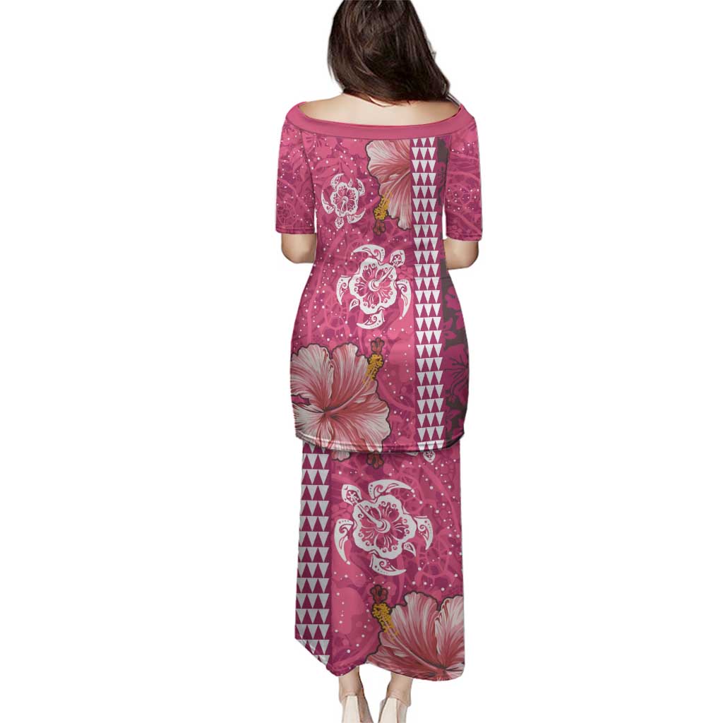 Pink Hibiscus Turle Family Matching Puletasi and Hawaiian Shirt Hawaiian Style Tribal Tapa Pattern LT9 - Polynesian Pride