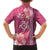 Pink Hibiscus Turle Family Matching Short Sleeve Bodycon Dress and Hawaiian Shirt Hawaiian Style Tribal Tapa Pattern