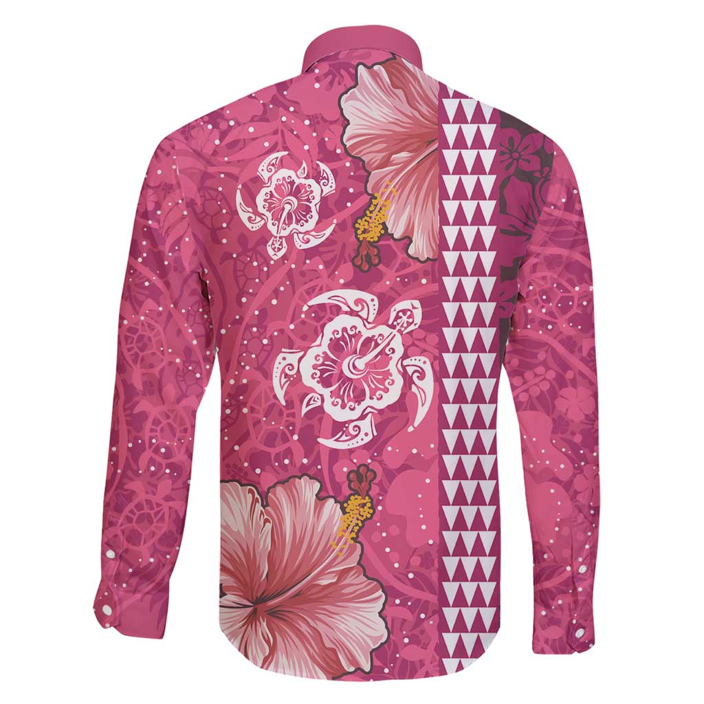 Pink Hibiscus Turle Family Matching Short Sleeve Bodycon Dress and Hawaiian Shirt Hawaiian Style Tribal Tapa Pattern LT9 - Polynesian Pride