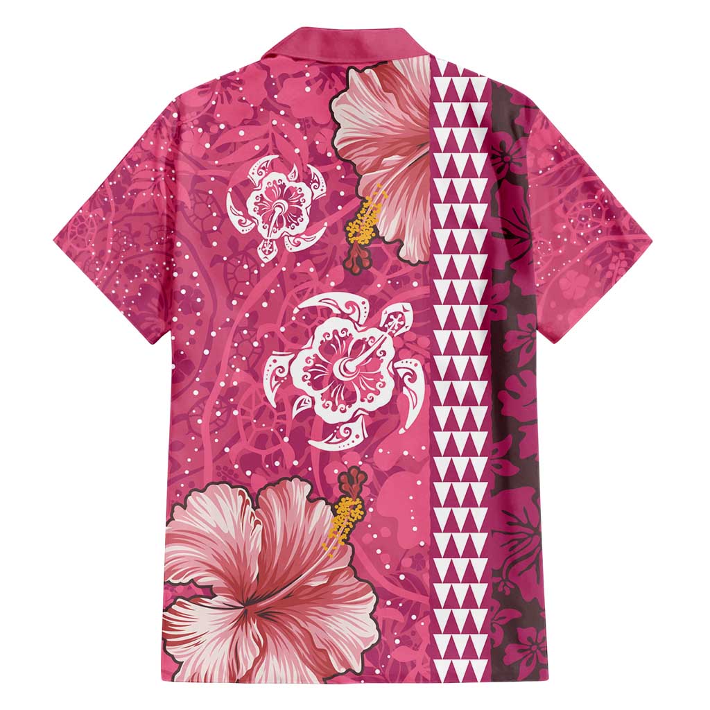 Pink Hibiscus Turle Family Matching Summer Maxi Dress and Hawaiian Shirt Hawaiian Style Tribal Tapa Pattern