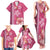 Pink Hibiscus Turle Family Matching Tank Maxi Dress and Hawaiian Shirt Hawaiian Style Tribal Tapa Pattern