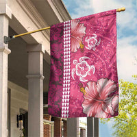 Pink Hibiscus Turle Garden Flag Hawaiian Style Tribal Tapa Pattern