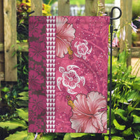 Pink Hibiscus Turle Garden Flag Hawaiian Style Tribal Tapa Pattern