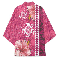 Pink Hibiscus Turle Kimono Hawaiian Style Tribal Tapa Pattern - Polynesian Pride