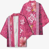 Pink Hibiscus Turle Kimono Hawaiian Style Tribal Tapa Pattern - Polynesian Pride