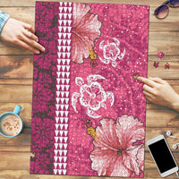 Pink Hibiscus Turle Puzzle Hawaiian Style Tribal Tapa Pattern - Polynesian Pride