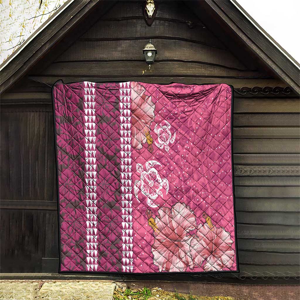 Pink Hibiscus Turle Quilt Hawaiian Style Tribal Tapa Pattern