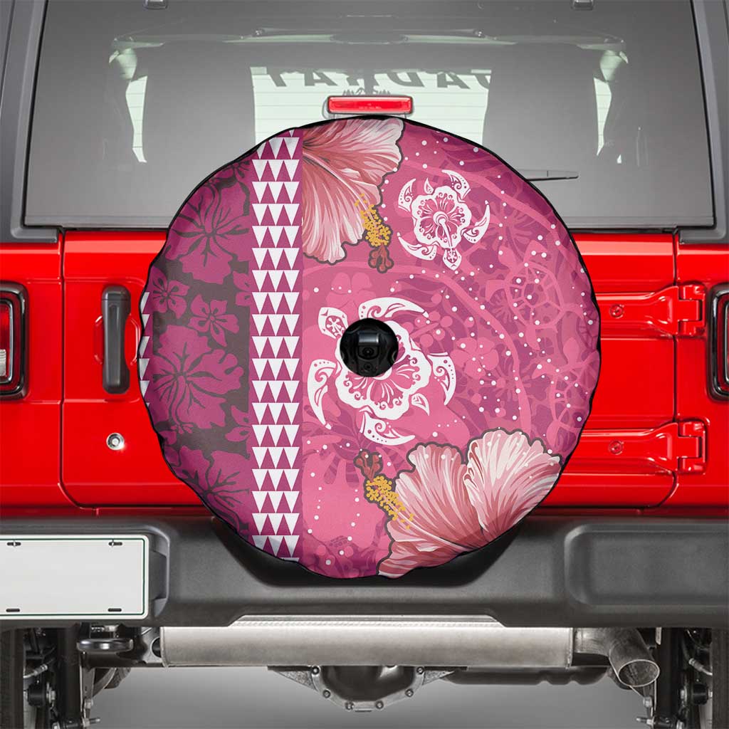 Pink Hibiscus Turle Spare Tire Cover Hawaiian Style Tribal Tapa Pattern