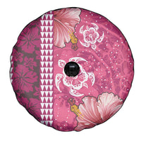 Pink Hibiscus Turle Spare Tire Cover Hawaiian Style Tribal Tapa Pattern