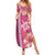 Pink Hibiscus Turle Summer Maxi Dress Hawaiian Style Tribal Tapa Pattern