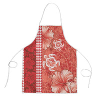 Red Hibiscus Turle Apron Hawaiian Style Tribal Tapa Pattern - Polynesian Pride
