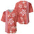 Red Hibiscus Turle Baseball Jersey Hawaiian Style Tribal Tapa Pattern