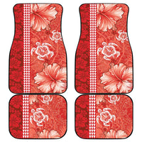 Red Hibiscus Turle Car Mats Hawaiian Style Tribal Tapa Pattern