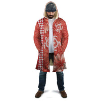 Red Hibiscus Turle Cloak Hawaiian Style Tribal Tapa Pattern - Polynesian Pride