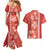 Red Hibiscus Turle Couples Matching Mermaid Dress and Hawaiian Shirt Hawaiian Style Tribal Tapa Pattern