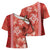 Red Hibiscus Turle Cross Shoulder Shirt Hawaiian Style Tribal Tapa Pattern - Polynesian Pride