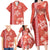 Red Hibiscus Turle Family Matching Long Sleeve Bodycon Dress and Hawaiian Shirt Hawaiian Style Tribal Tapa Pattern
