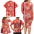 Red Hibiscus Turle Family Matching Long Sleeve Bodycon Dress and Hawaiian Shirt Hawaiian Style Tribal Tapa Pattern