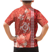 Red Hibiscus Turle Family Matching Mermaid Dress and Hawaiian Shirt Hawaiian Style Tribal Tapa Pattern LT9 - Polynesian Pride