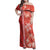 Red Hibiscus Turle Family Matching Off Shoulder Maxi Dress and Hawaiian Shirt Hawaiian Style Tribal Tapa Pattern