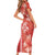 Red Hibiscus Turle Family Matching Short Sleeve Bodycon Dress and Hawaiian Shirt Hawaiian Style Tribal Tapa Pattern