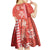 Red Hibiscus Turle Kid Short Sleeve Dress Hawaiian Style Tribal Tapa Pattern
