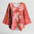 Red Hibiscus Turle Kimono Sleeve Blouse Hawaiian Style Tribal Tapa Pattern - Polynesian Pride