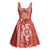 Red Hibiscus Turle Midi Dress Hawaiian Style Tribal Tapa Pattern - Polynesian Pride