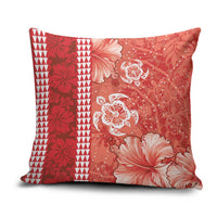 Red Hibiscus Turle Pillow Cover Hawaiian Style Tribal Tapa Pattern - Polynesian Pride