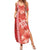 Red Hibiscus Turle Summer Maxi Dress Hawaiian Style Tribal Tapa Pattern
