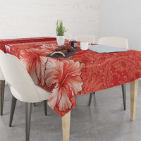 Red Hibiscus Turle Tablecloth Hawaiian Style Tribal Tapa Pattern