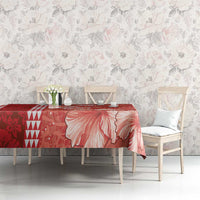 Red Hibiscus Turle Tablecloth Hawaiian Style Tribal Tapa Pattern