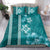 Teal Hibiscus Turle Bedding Set Hawaiian Style Tribal Tapa Pattern