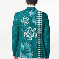 Teal Hibiscus Turle Blazer Hawaiian Style Tribal Tapa Pattern - Polynesian Pride