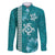 Teal Hibiscus Turle Family Matching Short Sleeve Bodycon Dress and Hawaiian Shirt Hawaiian Style Tribal Tapa Pattern
