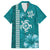 Teal Hibiscus Turle Family Matching Tank Maxi Dress and Hawaiian Shirt Hawaiian Style Tribal Tapa Pattern