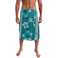 Teal Hibiscus Turle Lavalava Hawaiian Style Tribal Tapa Pattern