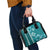 Teal Hibiscus Turle Shoulder Handbag Hawaiian Style Tribal Tapa Pattern