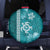 Teal Hibiscus Turle Spare Tire Cover Hawaiian Style Tribal Tapa Pattern