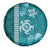 Teal Hibiscus Turle Spare Tire Cover Hawaiian Style Tribal Tapa Pattern