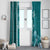 Teal Hibiscus Turle Window Curtain Hawaiian Style Tribal Tapa Pattern